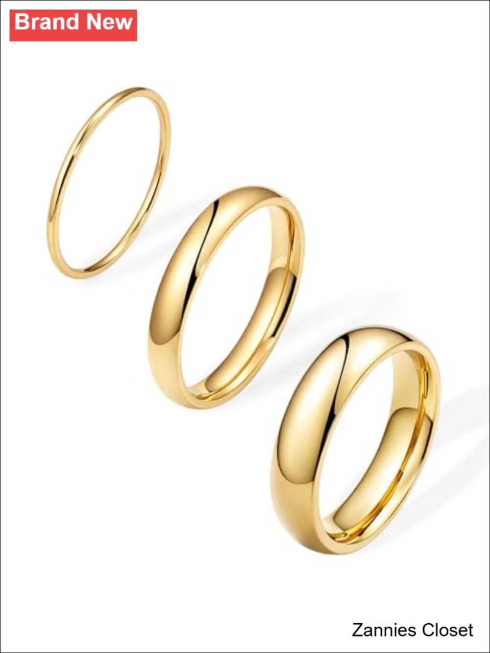💍 14K Gold Plated Stackable Band Ring Set Stainless Steel Wedding Bands